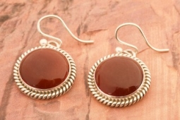 Artie Yellowhorse Genuine Carnelian Sterling Silver Navajo Earrings